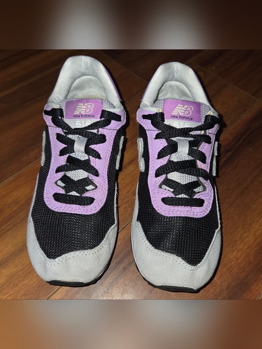 Kid's New Balance 515 Black, Purple, Gray & Yellow Lace-Up Sneakers Shoes